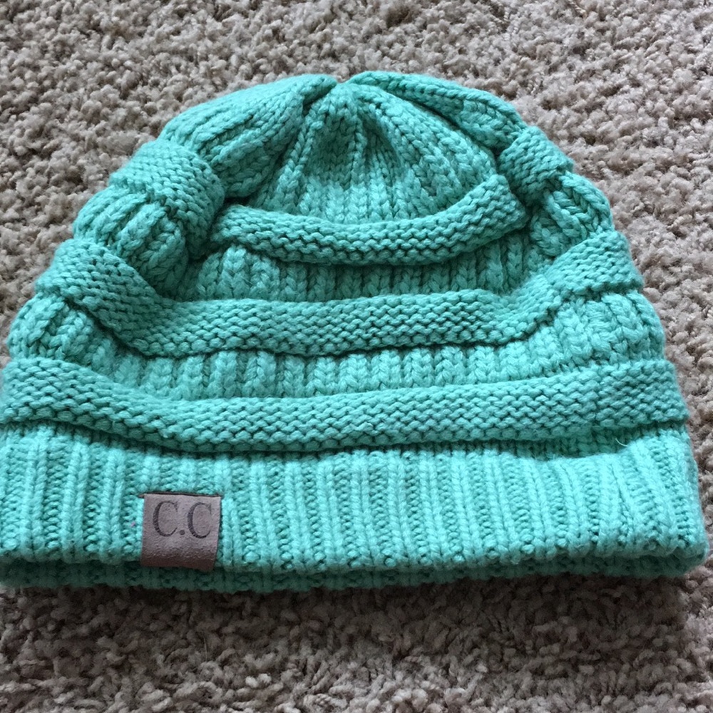 Small green mint winter hat